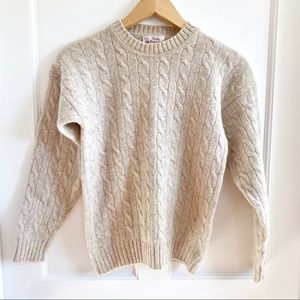 Vintage Shetland Wool Cable Knit Sweater Oatmeal M